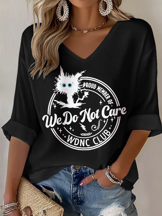 🔥Buy 3 Get 15% Off🔥V-Neck Retro Funny Proud Member Of WDNC Club We Do Not Care Menopause Perimenopause Print T-Shirt