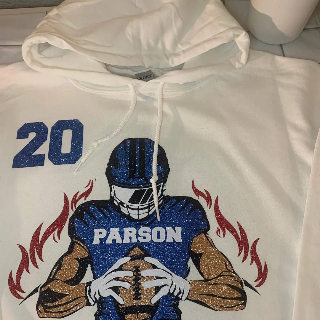 🏈Shine On Game Day - Custom Glitter Football Player Sweatshirt Hoodie Tshirt