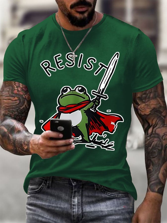 🔥Buy 3 Get 15% Off🔥Men's Resist Frog Printed Round Neck T-Shirt