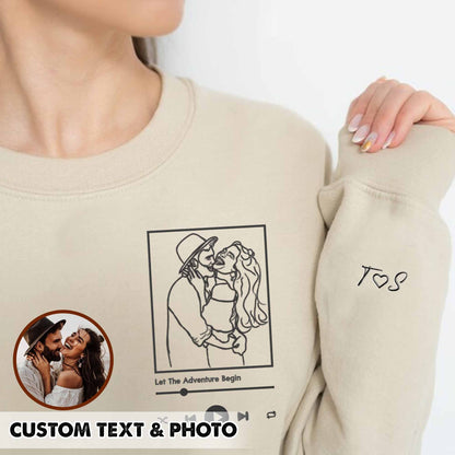 Custom Photo Love Song For Couple Embroidered Crewneck/Hoodie/T-shirt