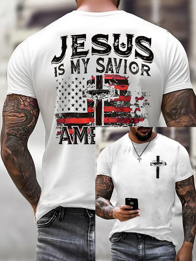Men'S Casual Faith Jesus Is My Savior Short-Sleeved T-Shirt
