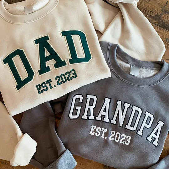 Personalized Embroidery Shirt, Custom DAD/GRANDPA Sweatshirt With Grandkids Names On Sleeve