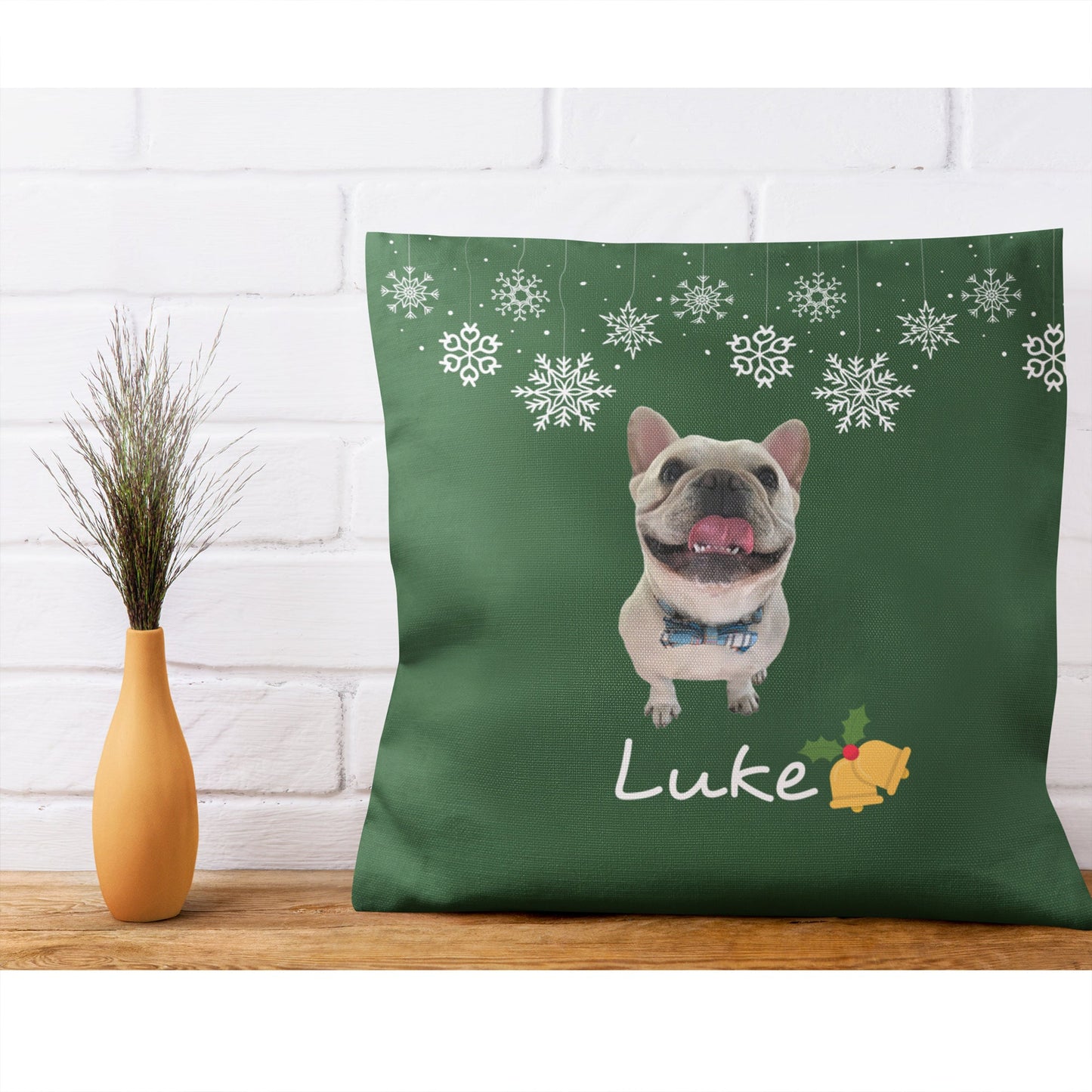 Custom Dog Photo Christmas Pillow With Name Christmas Pillow Gift