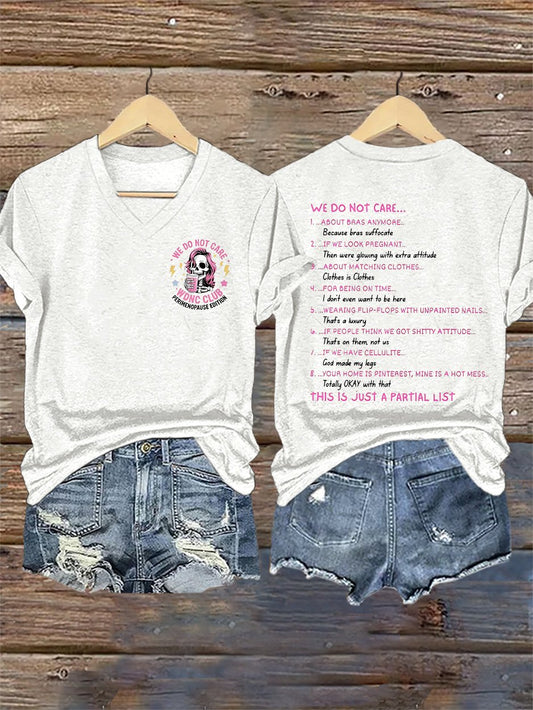 🔥Buy 3 Get 15% Off🔥V-Neck Retro We Do Not Care WDNC Club Perimenopause Edition Print T-Shirt