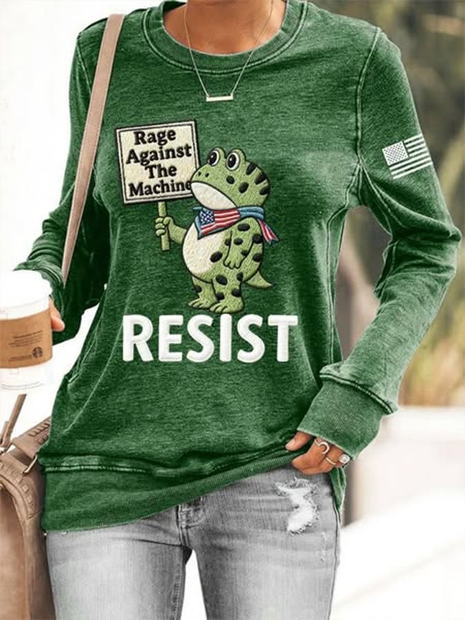 🔥Buy 3 Get 15% Off🔥Women's Retro Frog Revolt Print Sweatshirt