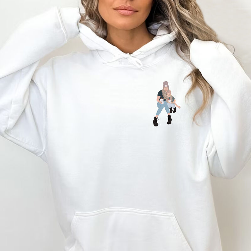 Personalized Hoodie Custom Mom and Kids Loving Photo Cartoon Style Design Perfect Mother's Day Gift