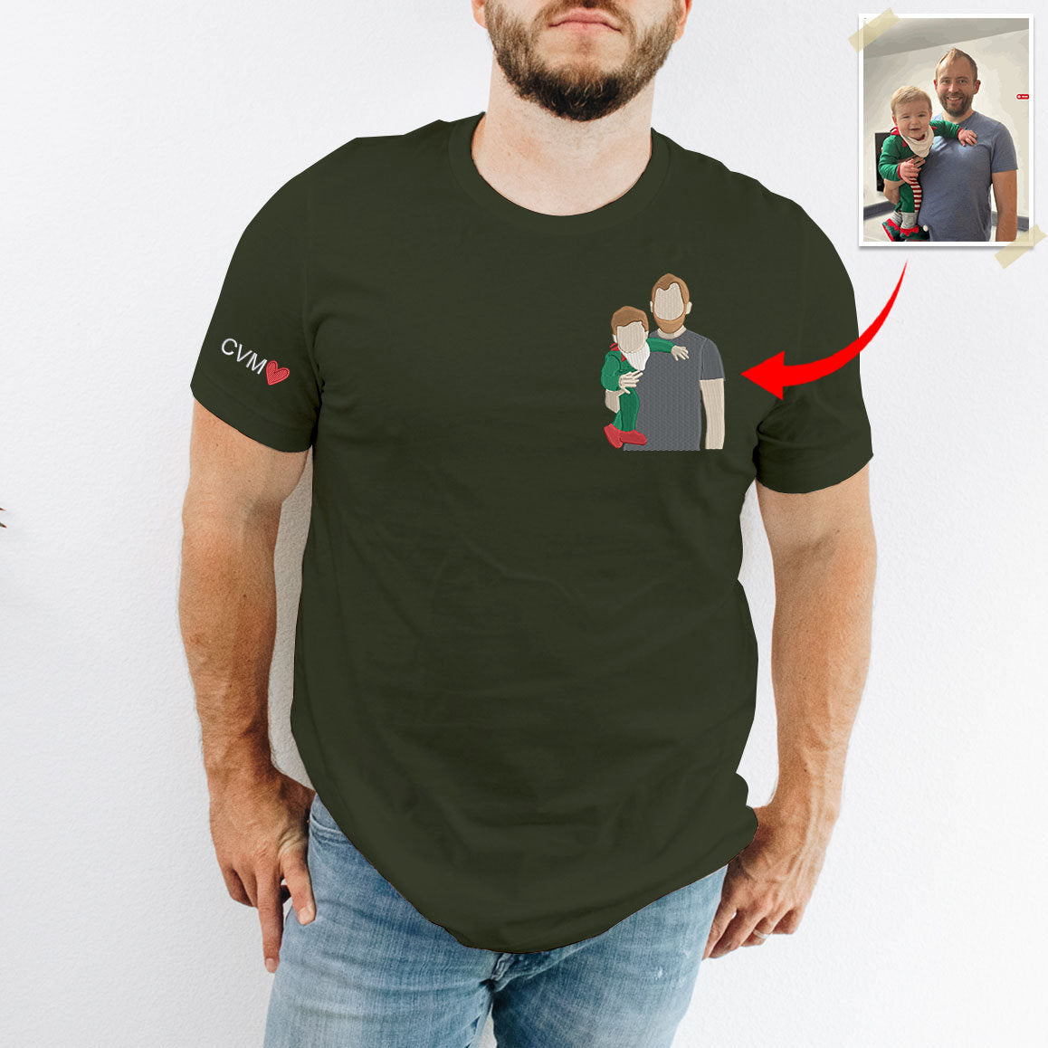 Personalized Photo Portrait Sweatshirt for Dad, Papa, and Your Beloved Ones