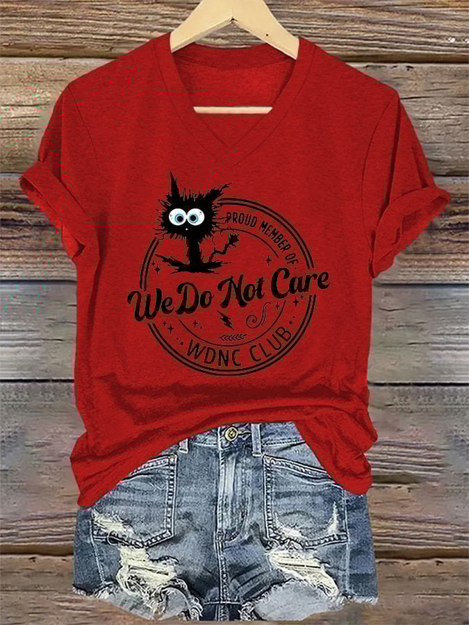 🔥Buy 3 Get 15% Off🔥V-Neck Retro Funny Proud Member Of WDNC Club We Do Not Care Menopause Perimenopause Print T-Shirt