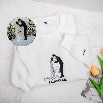 Loversdovey Custom Embroidered Portrait from Photo Sweatshirt