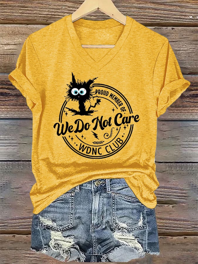 🔥Buy 3 Get 15% Off🔥V-Neck Retro Funny Proud Member Of WDNC Club We Do Not Care Menopause Perimenopause Print T-Shirt
