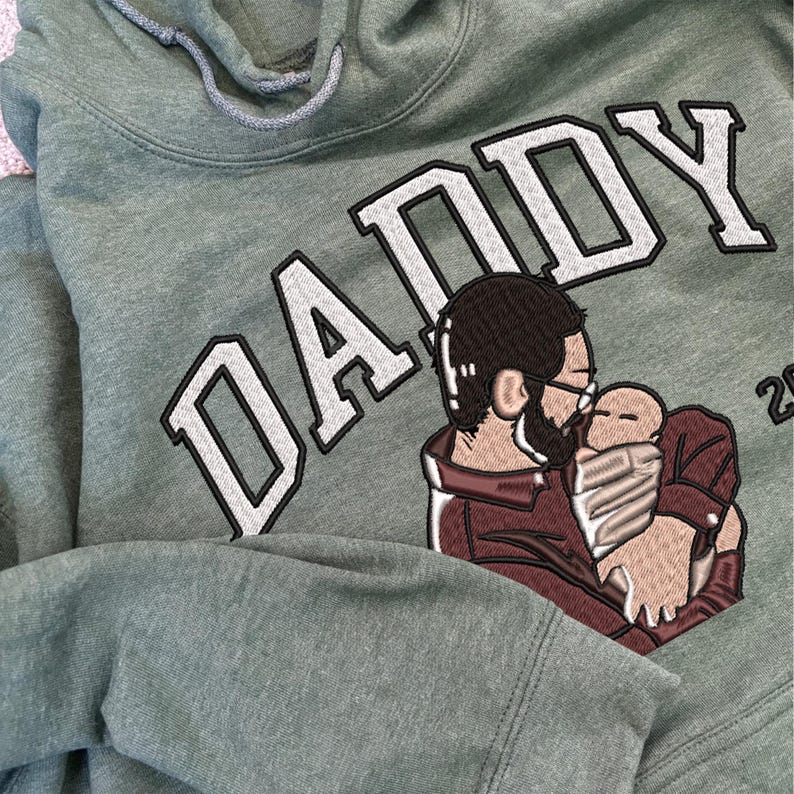 Loversdvoey Custom Embroidered Dad Photo Sweatshirt, Personalized Portrait from Photo Sweater