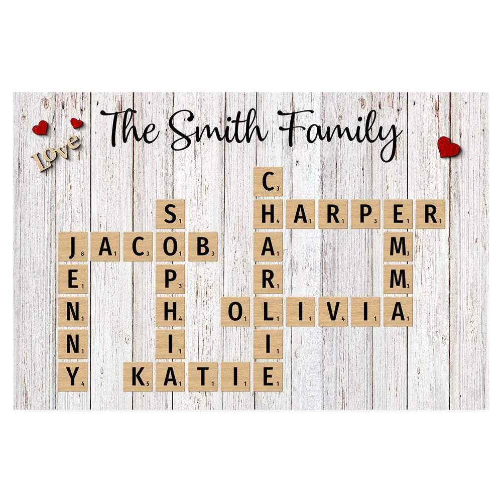 Family Love Crossword Puzzle Art Personalized Poster, Unique 2025 Home Decor, Mother's Day Gift For Family, Dad, Mom, Brother, Sister