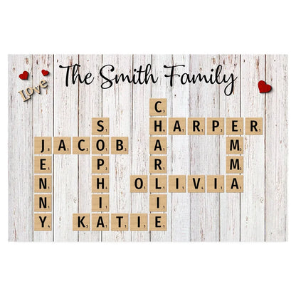 Family Love Crossword Puzzle Art Personalized Poster, Unique 2025 Home Decor, Mother's Day Gift For Family, Dad, Mom, Brother, Sister