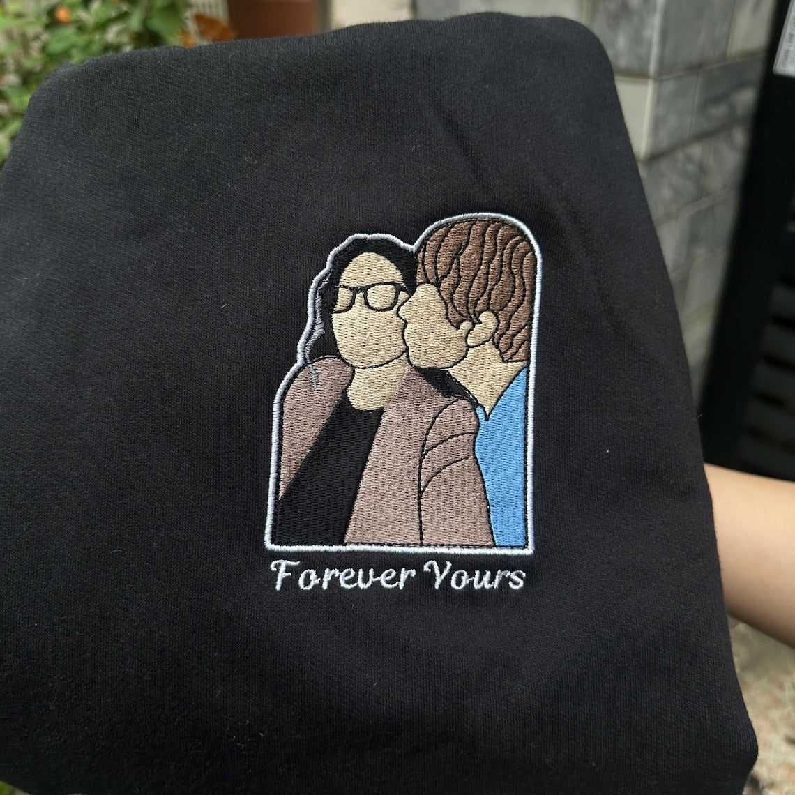Couple Embroidered Sweatshirts Embroidered Portrait Sweatshirt Couple Portrait Sweatshirt Couple Gift Custom Photo And Text Shirt