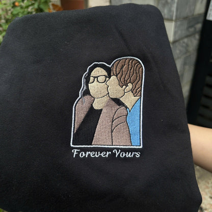 Couple Embroidered Sweatshirts Embroidered Portrait Sweatshirt Couple Portrait Sweatshirt Couple Gift Custom Photo And Text Shirt