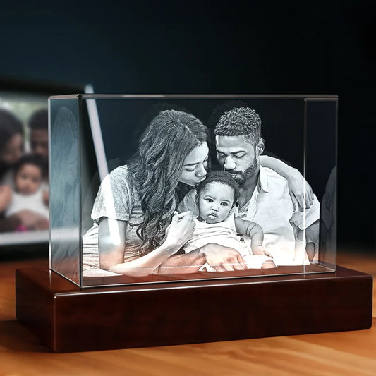 Custom 3D Photo Crystal Engraving – Personalized Laser Etched Keepsake
