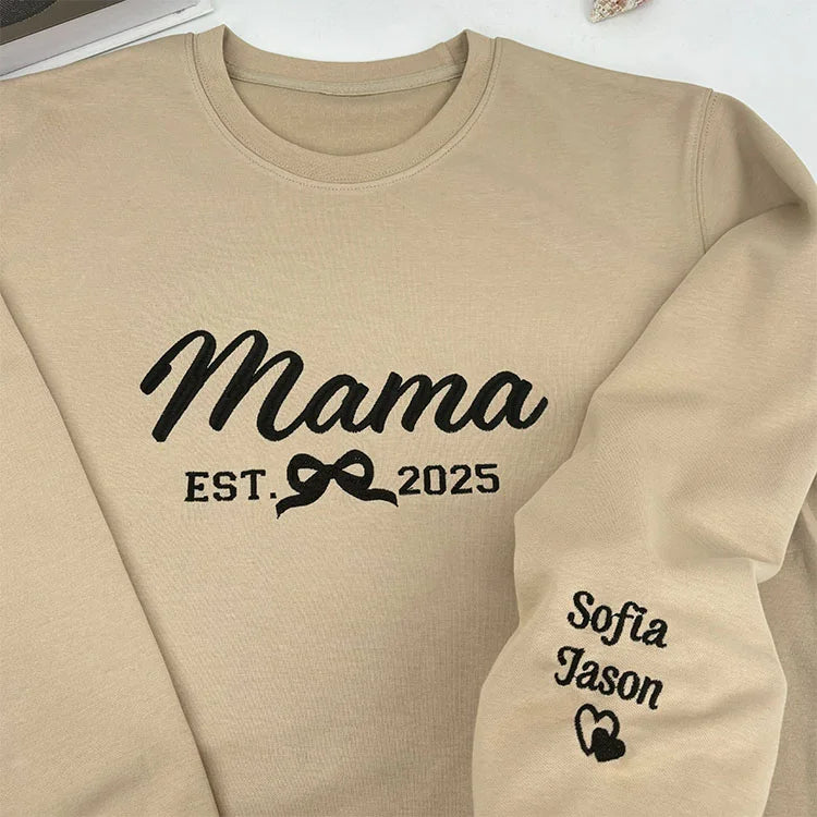 Custom Mama Embroidered Sweatshirt With Children's Names