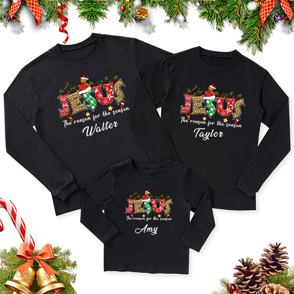 Personalized Jesus Is the Reason Christmas Family Matching Long Sleeve T-Shirt