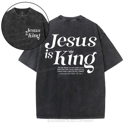 Jesus Is King Christian Washed T-Shirt