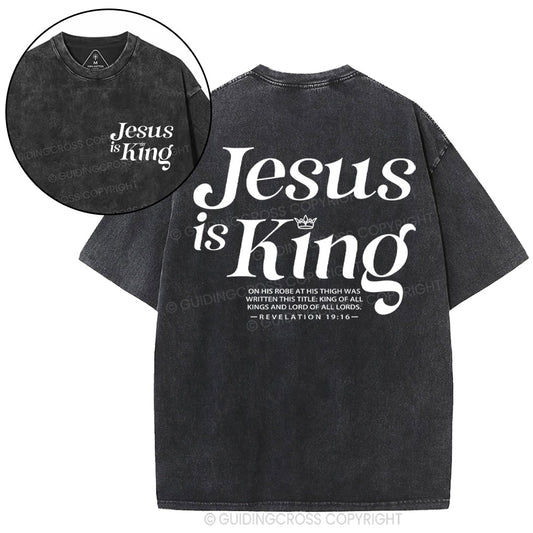 Jesus Is King Christian Washed T-Shirt