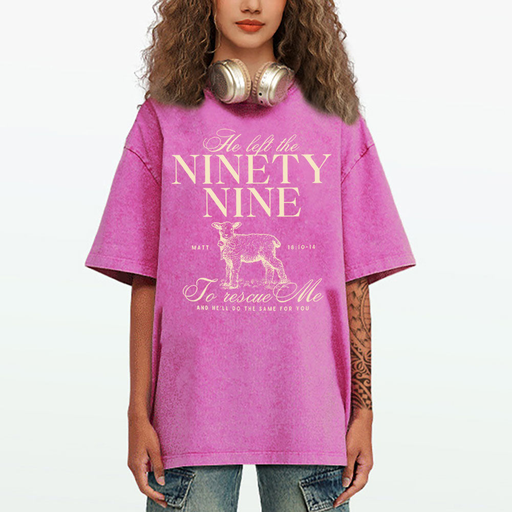 He Left The 99 To Rescues Me Christian Washed T-Shirt