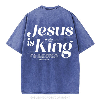 Jesus Is King Christian Washed T-Shirt
