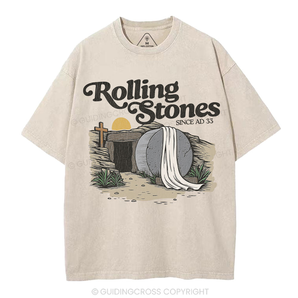 The Stone Was Rolled Away Christian Washed T-Shirt