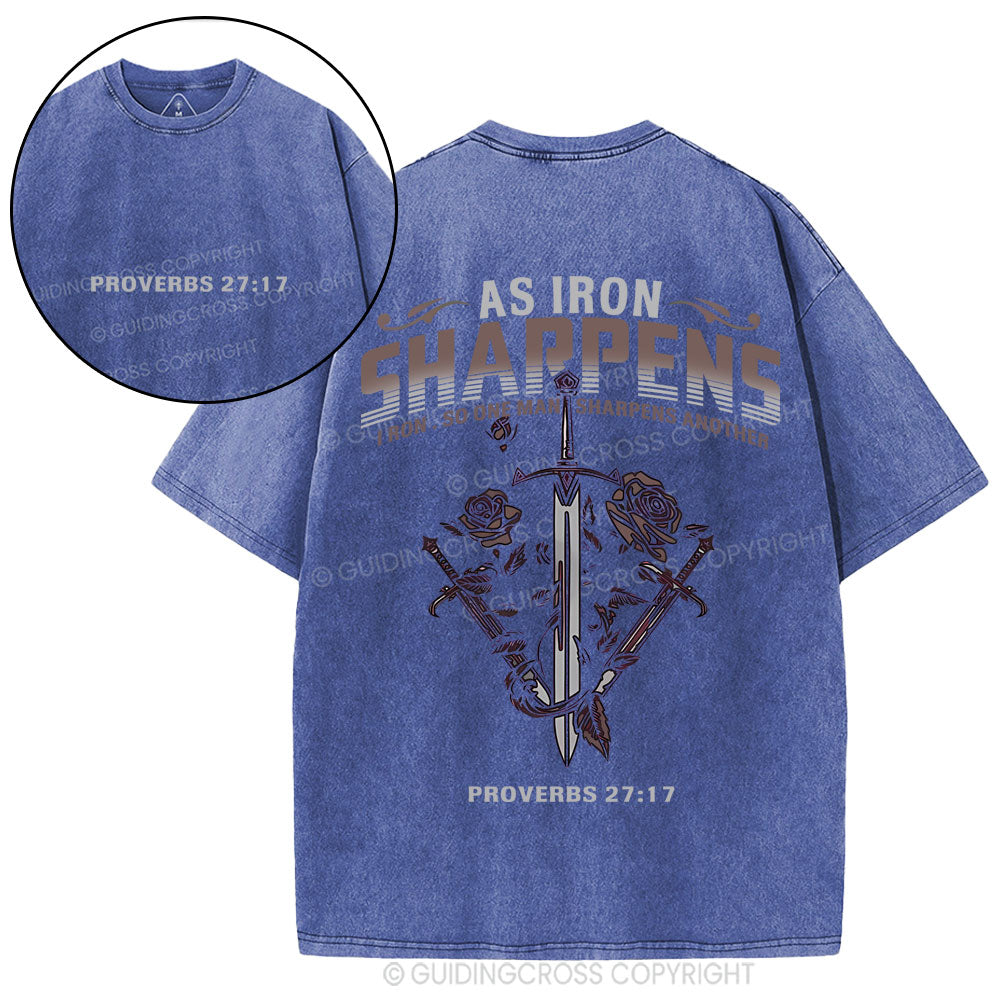 As Iron Sharpens Christian Washed T-Shirt