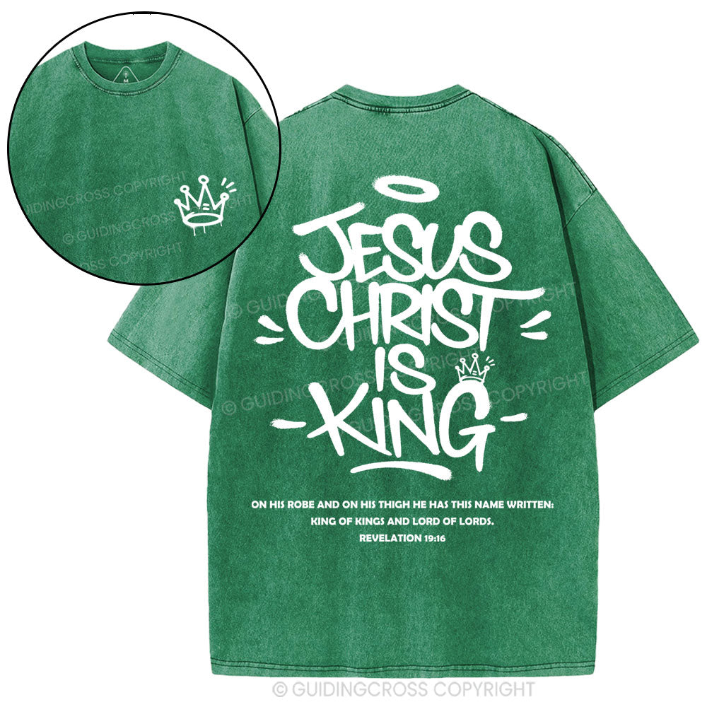 Jesus Christ Is King Christian Washed T-Shirt