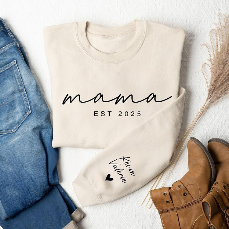 Minimalist Mama Est Sweatshirt, Personalized Mother's Day Gift