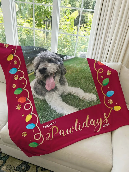 Personalized Dog Portrait Throw Blanket, Custom Pet Blanket, Christmas Gift