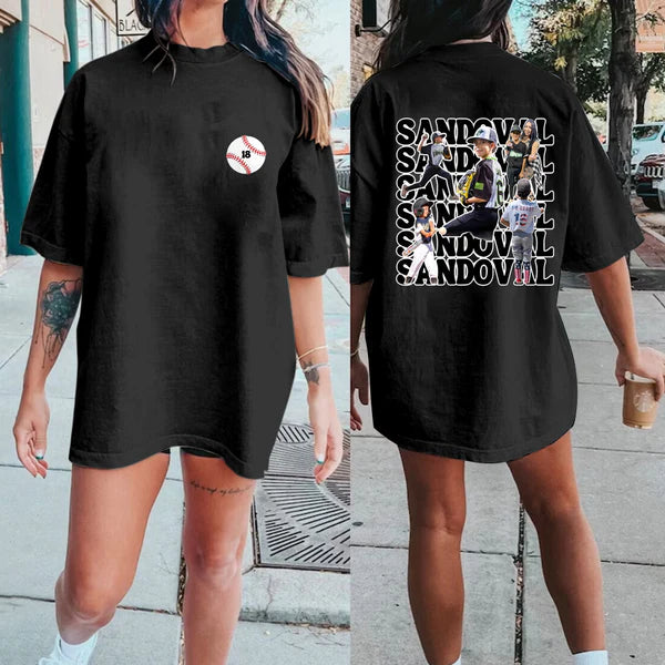 Custom Family Photo Sport T-Shirt/Personalize Baseball/Softball/Basketball/Volleyball/Football Tee