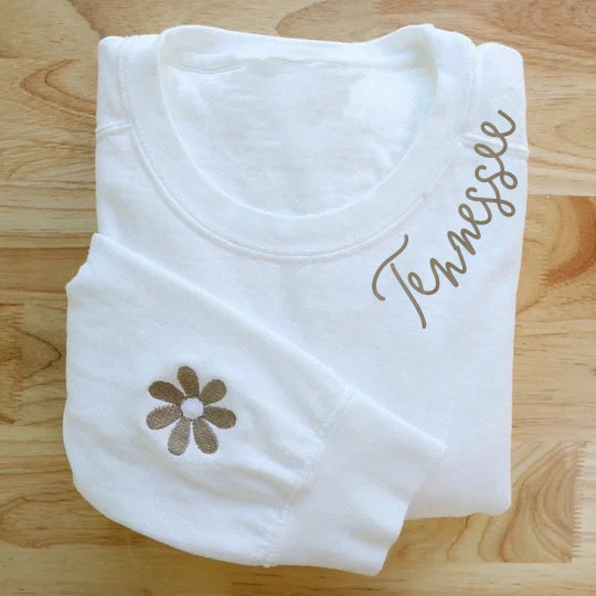 VINTAGE CUSTOM CREW-Custom Embroidered Hand Distressed Crew Neck Sweatshirt