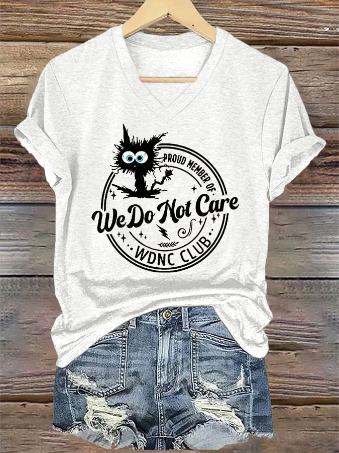 🔥Buy 3 Get 15% Off🔥V-Neck Retro Funny Proud Member Of WDNC Club We Do Not Care Menopause Perimenopause Print T-Shirt