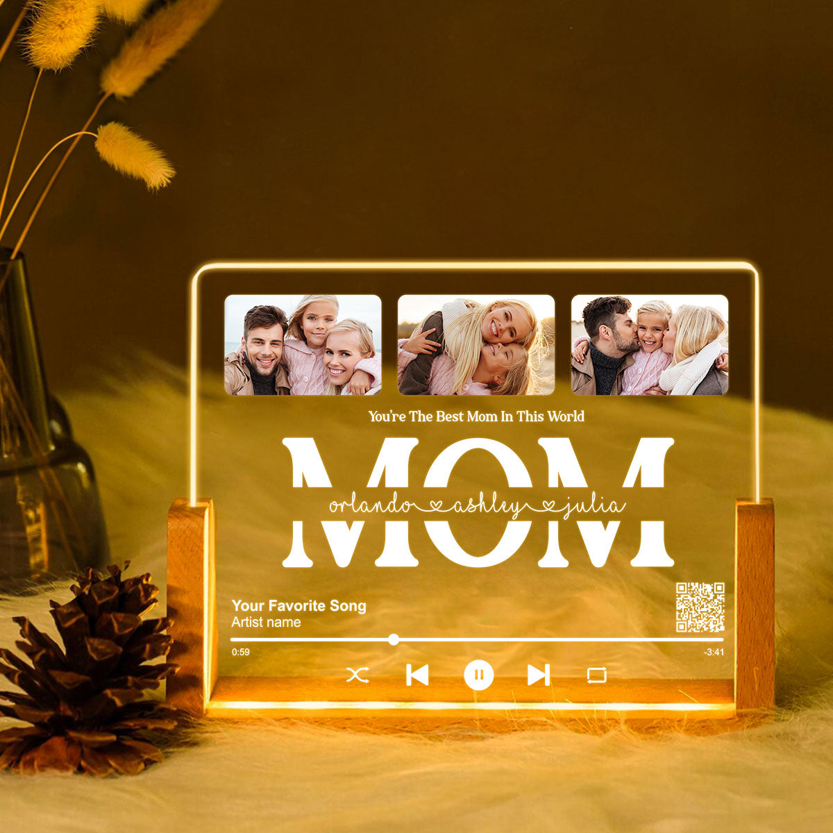 Customize with a Song That Speaks Your Heart, Personalized Photo LED Night Light