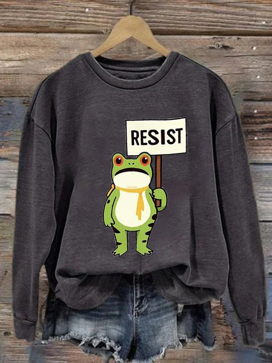 🔥Buy 3 Get 15% Off🔥Women's Retro Resist Frog Printed Round Neck Sweatshirt