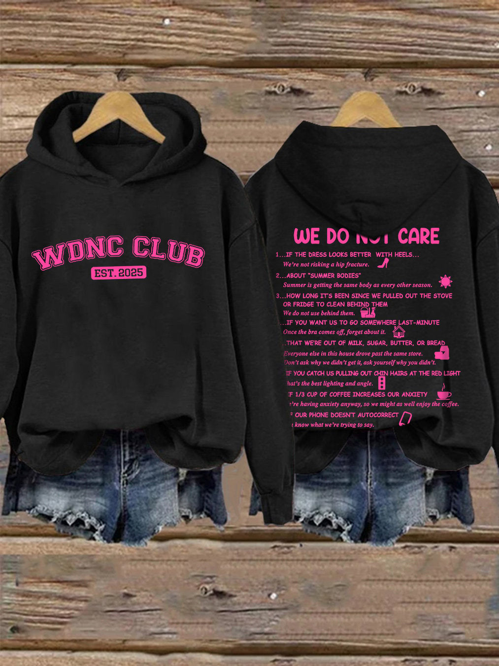 🔥Buy 3 Get 15% Off🔥Retro Funny WDNC Club Menopause Perimenopause Print Hoodie