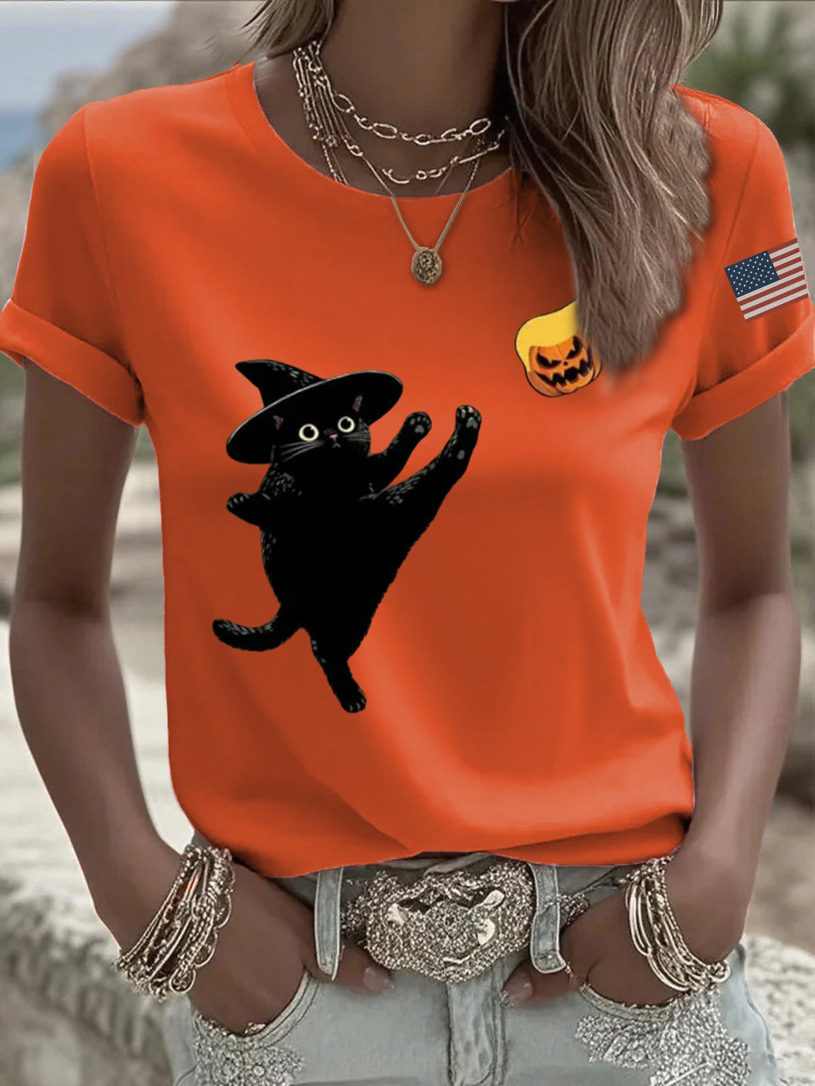 🔥Buy 3 Get 15% Off🔥Women's casual black cat FDT resistance T-shirt