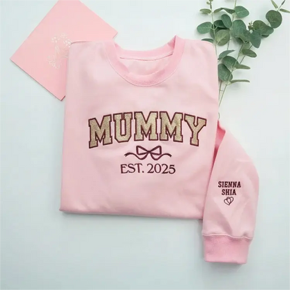 Mama Glitter Embroidered Sweatshirt Mother Day/Personalized Year