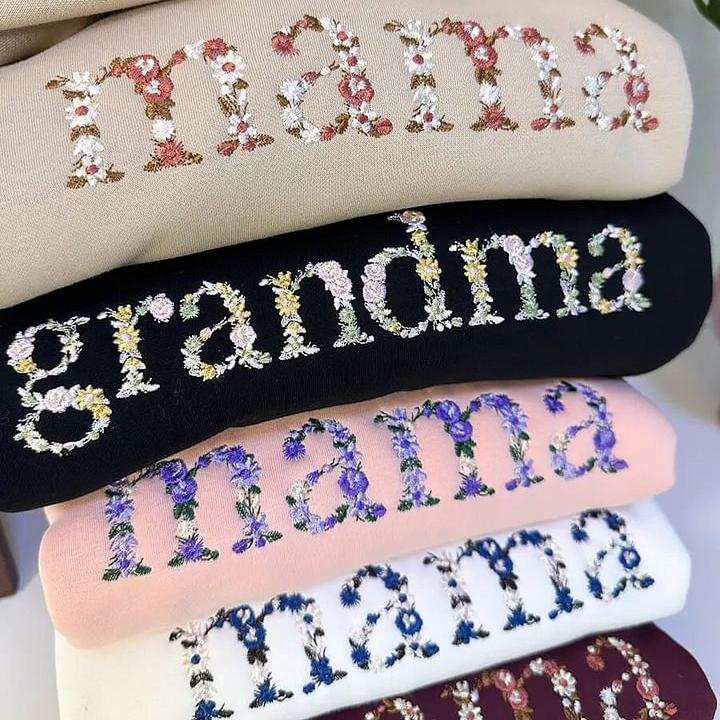 Custom Embroidered Floral Mama Sweatshirt
