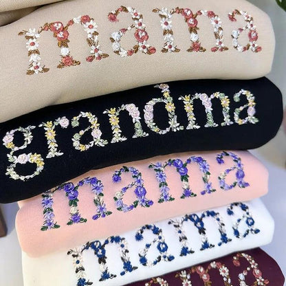 Custom Embroidered Floral Mama Sweatshirt