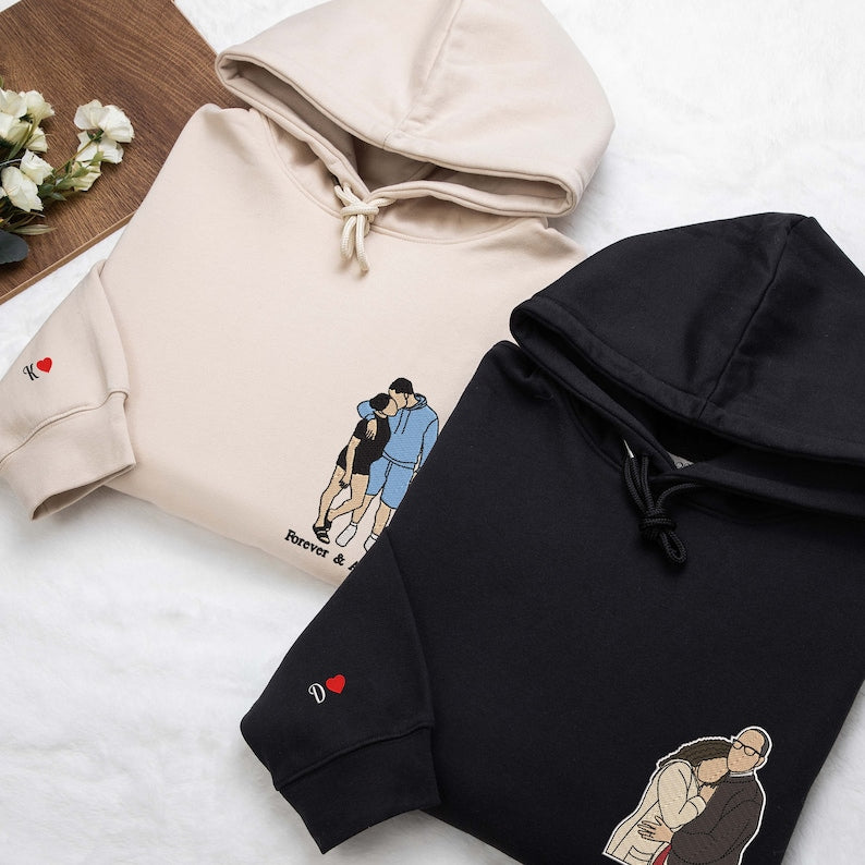 Loversdovey Custom Embroidered Portrait from Photo Sweatshirt