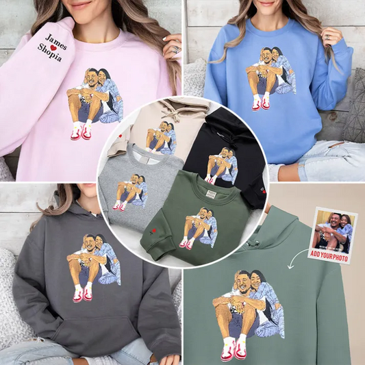 Custom Embroidered Portrait Sweatshirt – Personalized Photo & Roman Numerals