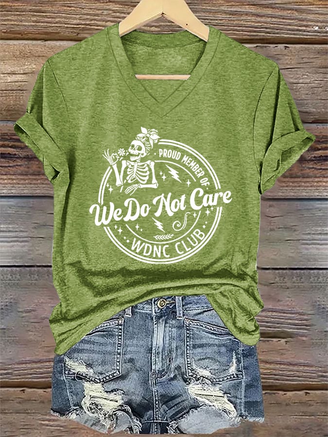 🔥Buy 3 Get 15% Off🔥V-Neck Retro Funny Proud Member Of WDNC Club We Do Not Care Menopause Perimenopause Print T-Shirt