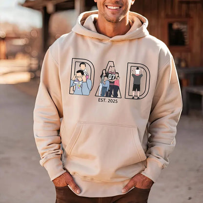 Custom DAD Photo Embroidered Sweatshirt & T-Shirt for DAD, PAPA-The Perfect Father’s Day Gift