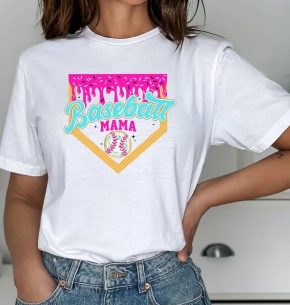 Baseball Mama Drip Shirt, Baseball Ice Cream Drip Shirt, Basebaall Mama Tee, Game Day Baseball Gift