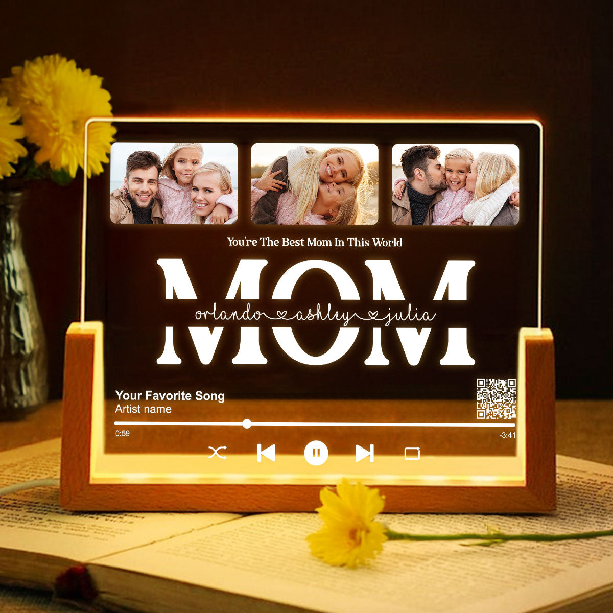 Customize with a Song That Speaks Your Heart, Personalized Photo LED Night Light