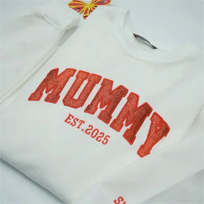Customized Glitter Bow Embroidered Sweatshirt- Gift For Mom