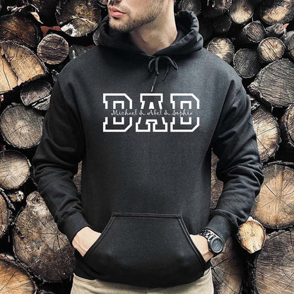 Personalized DAD Hoodie with Kid's Names Father's Day Gift