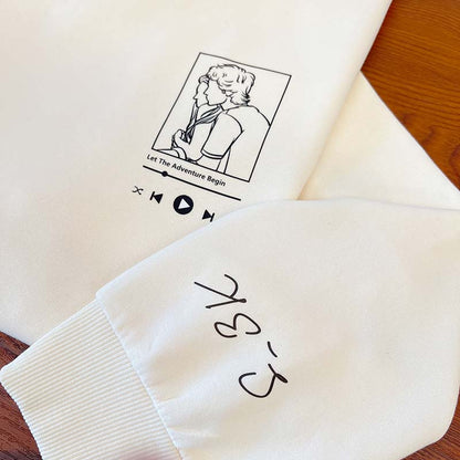 Custom Photo Love Song For Couple Embroidered Crewneck/Hoodie/T-shirt